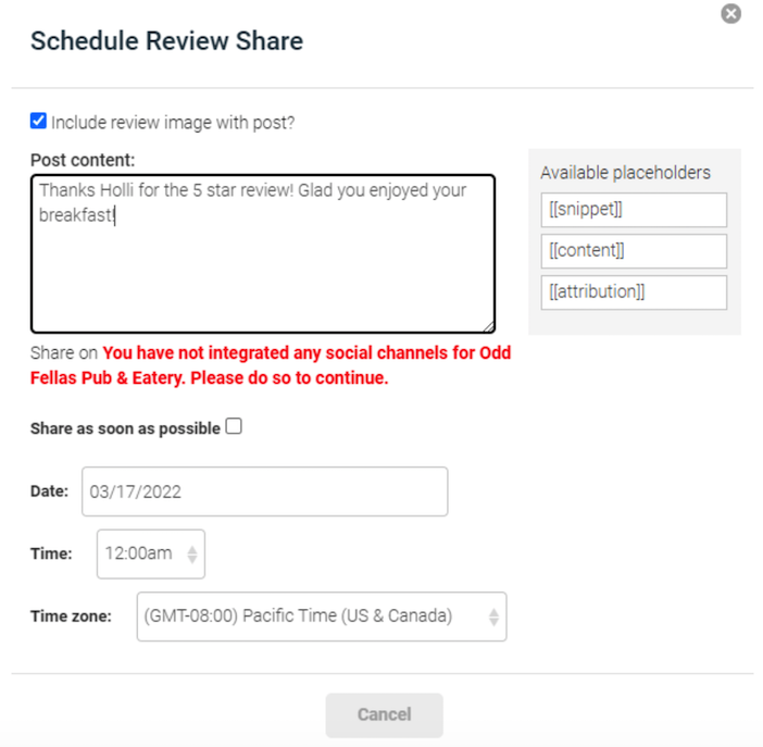 Get More Online Reviews Dashboard - My Reviews - Social Share Options