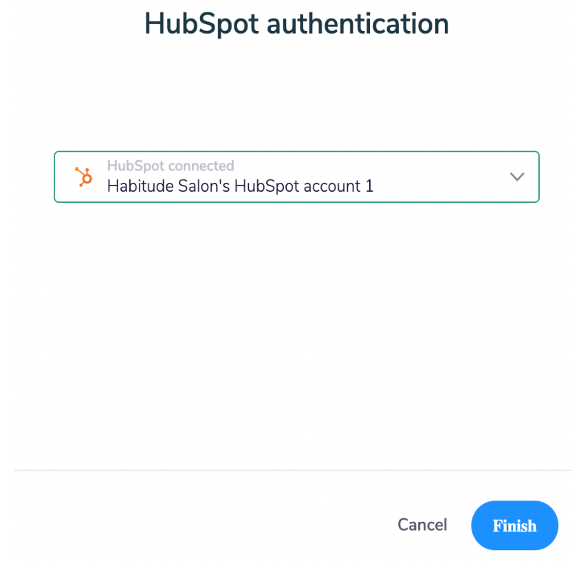 Dashboard Integrations - HubSpot Authentication