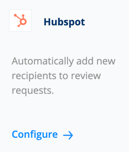 Dashboard Integrations - HubSpot Configure