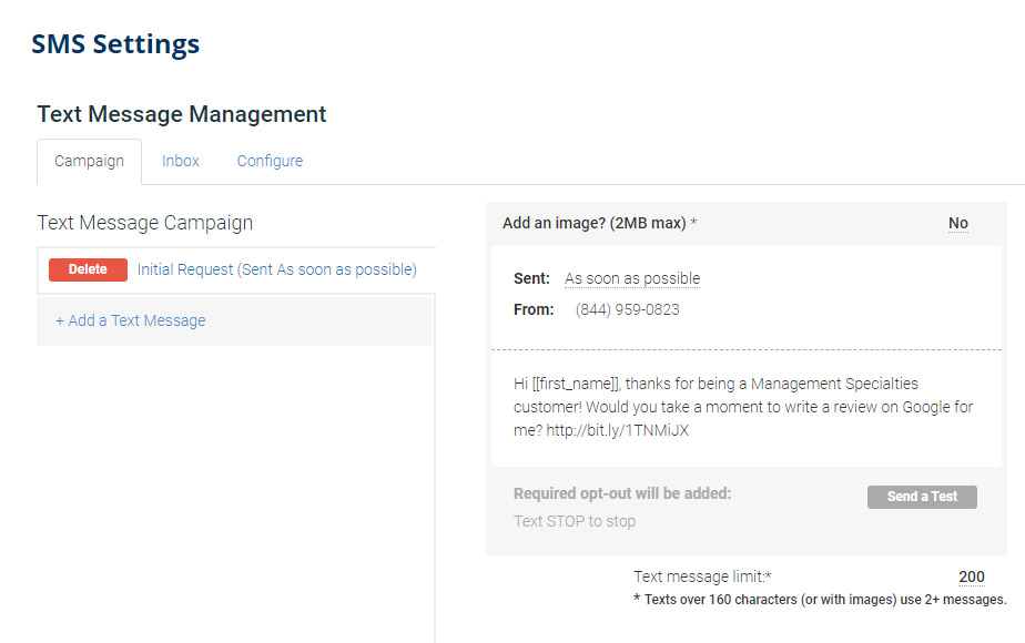 Review Request SMS Campaigns